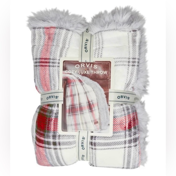 Orvis Cozy Luxe Throw Blanket 60” x 70” 100% Polyester Machine Washable Ivory